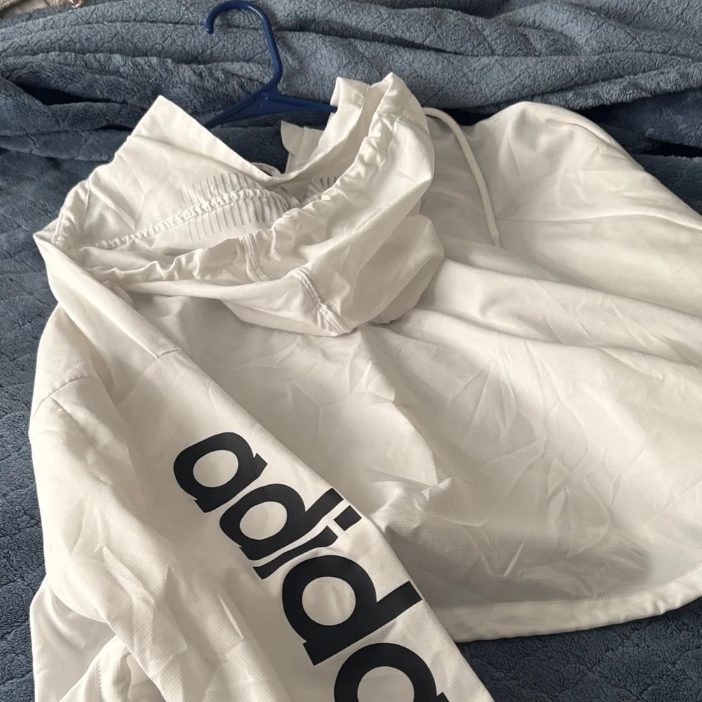 Adidas White Quarter-Zip Hoodie